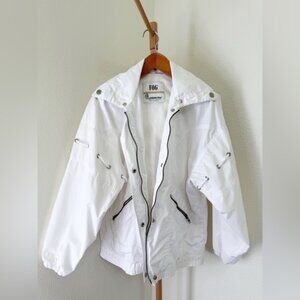 London Fog Vintage Very Cool Oversized Fit White Bomber Jacket Size Small